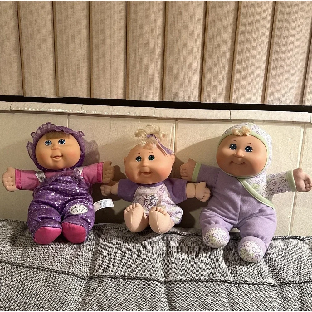 Lot of 3 Cabbage Patch Kids Plush Baby Dolls 2006 2008 Play Along Celebrate CPK